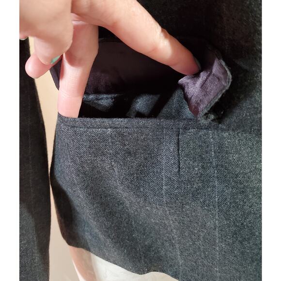 Lauren Ralph Lauren Vintage 90s Pinstripe Wool Gray Blazer Jacket Womens Size 4P - Picture 8 of 13